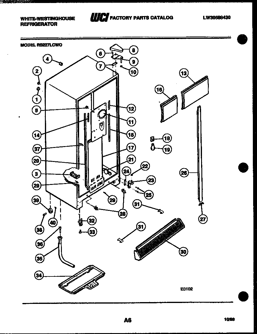 White-Westinghouse RS227LCV0 cabinet parts diagram