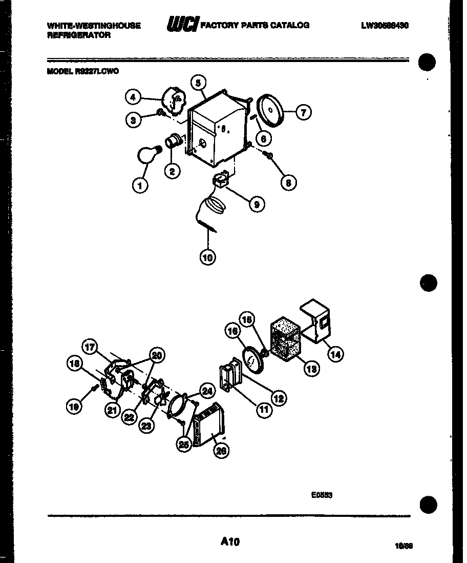 White-Westinghouse RS227LCV0 refrigerator control assembly, damper control assembly and f diagram