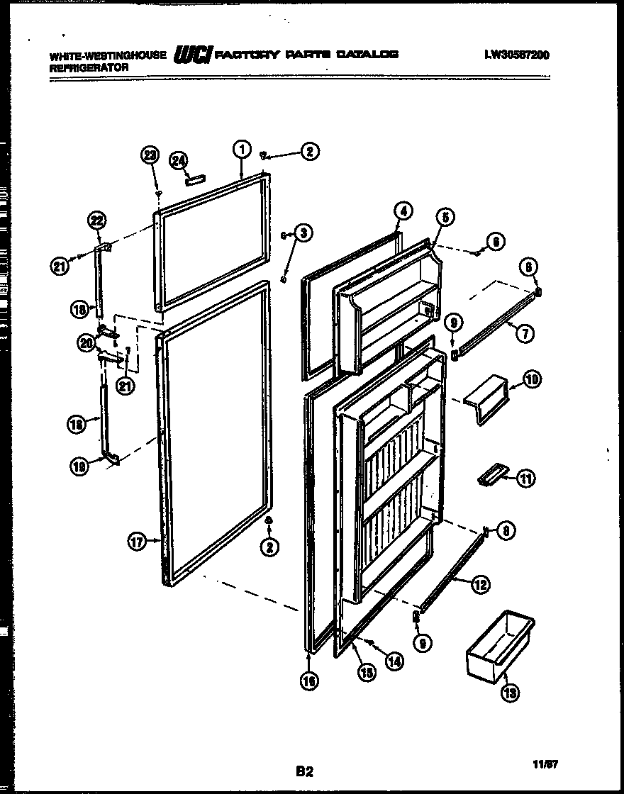 White-Westinghouse RT174ZCW1 door parts diagram