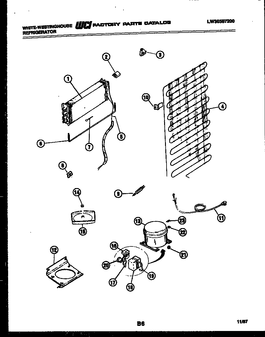 White-Westinghouse RT174ZCW1 system and automatic defrost parts diagram