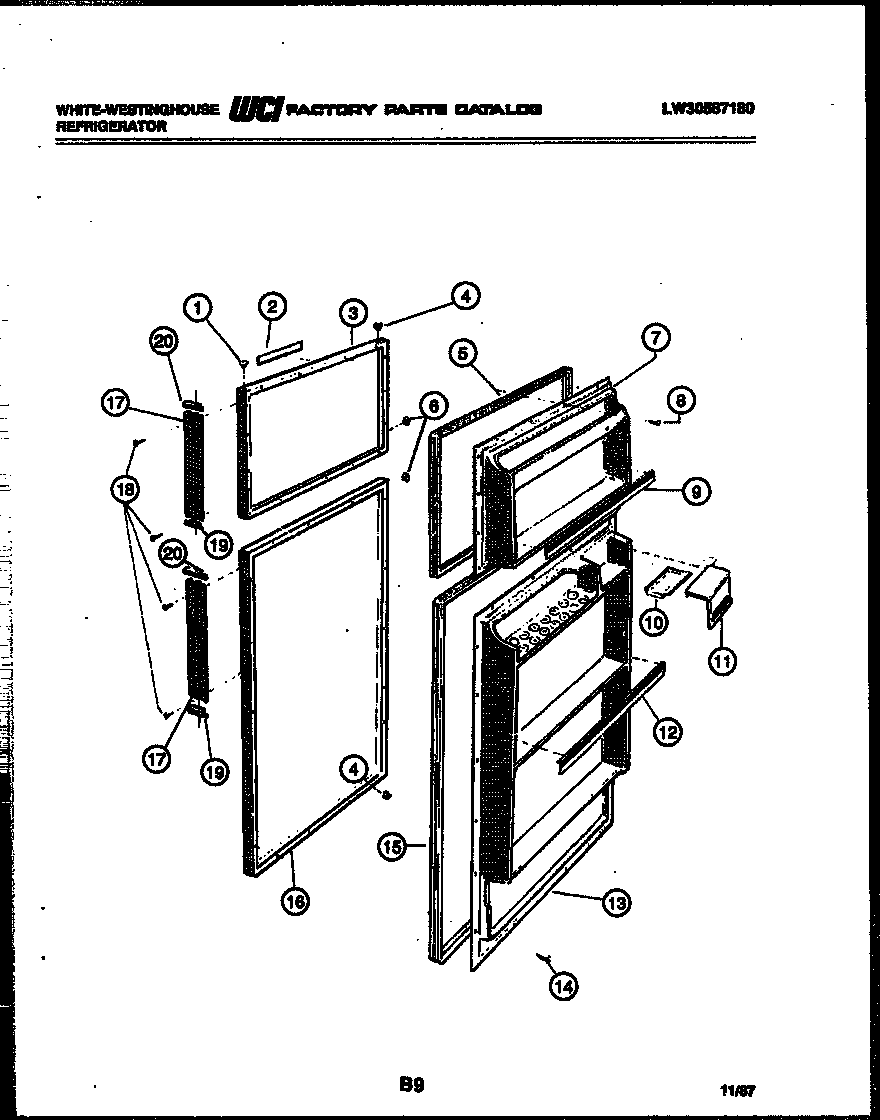 White-Westinghouse RT142GCH5 door parts diagram