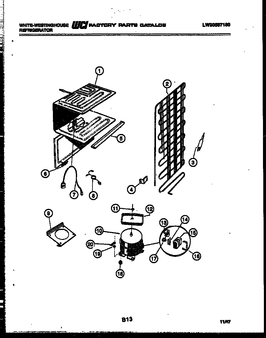 White-Westinghouse RT142GCH5 system and automatic defrost parts diagram