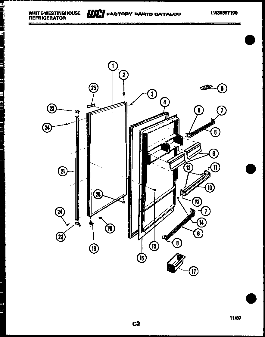 White-Westinghouse RA186GCD4 door parts diagram