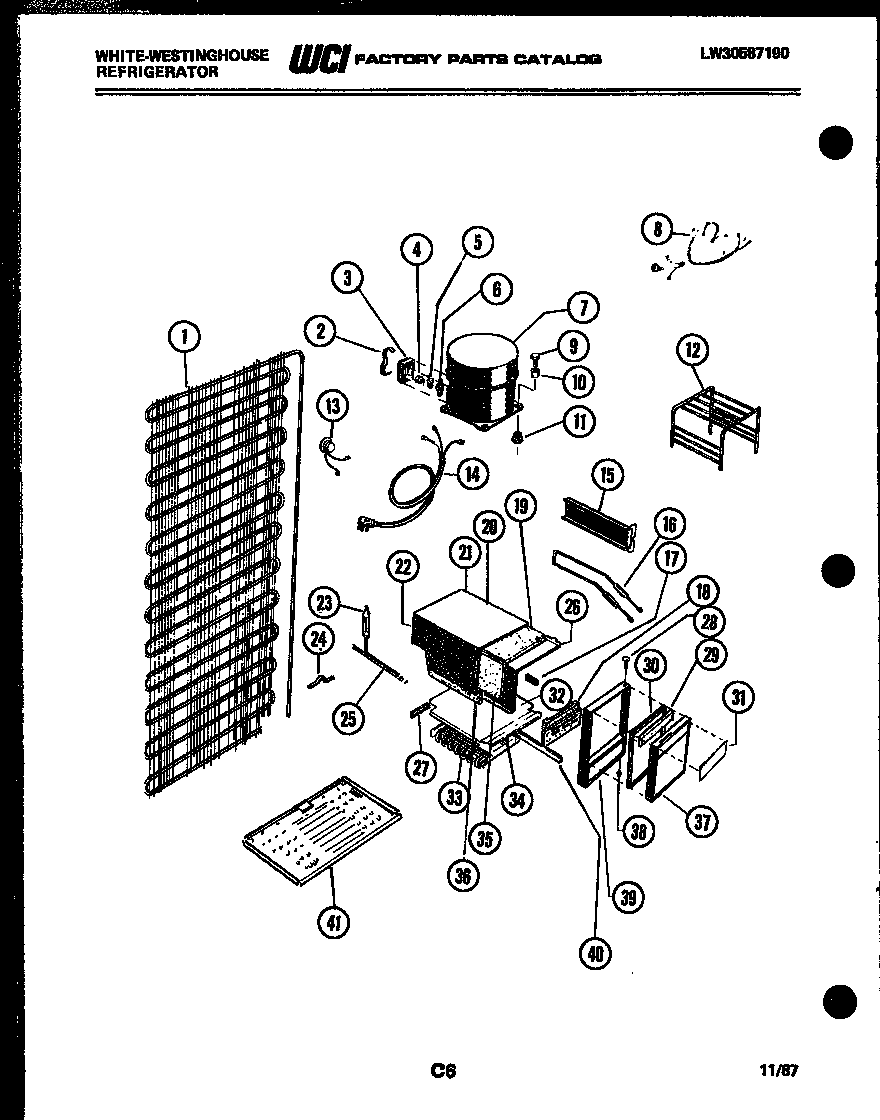 White-Westinghouse RA186GCD4 system and automatic defrost parts diagram