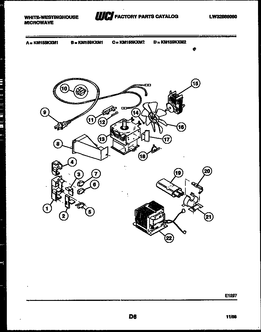 White-Westinghouse KM159KXM1 power control diagram