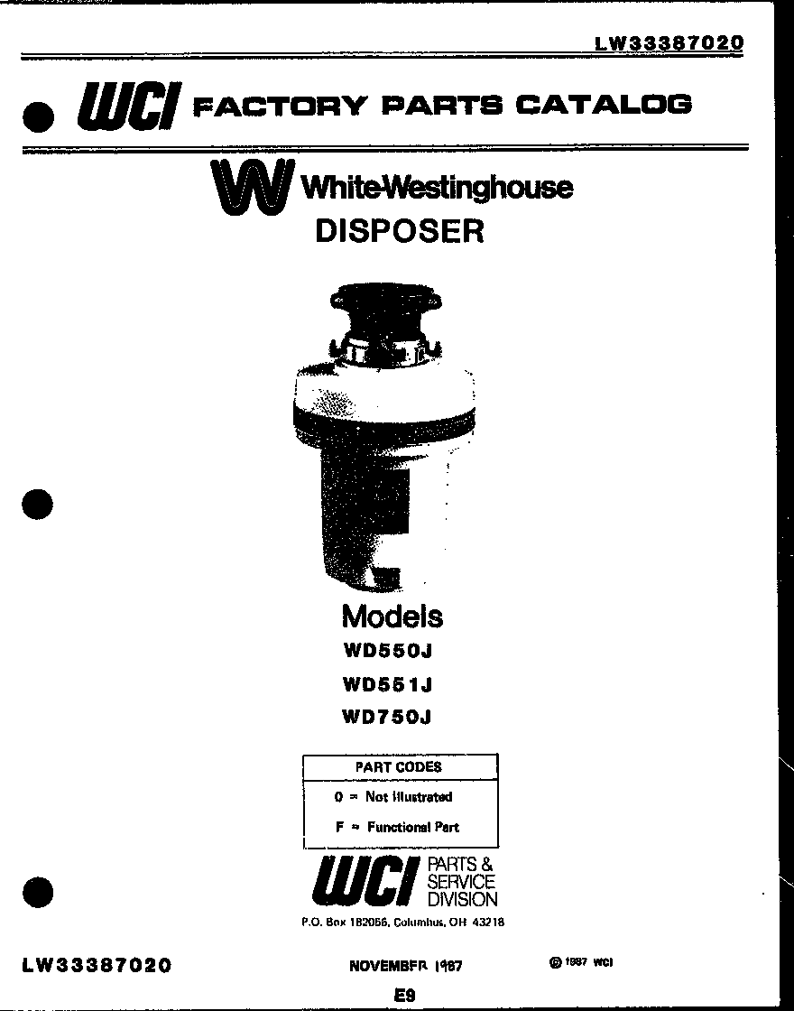 White-Westinghouse KF100KDH0 cover diagram