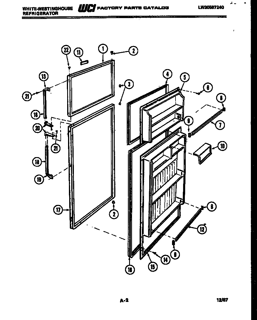 White-Westinghouse RT192GLDA door parts diagram