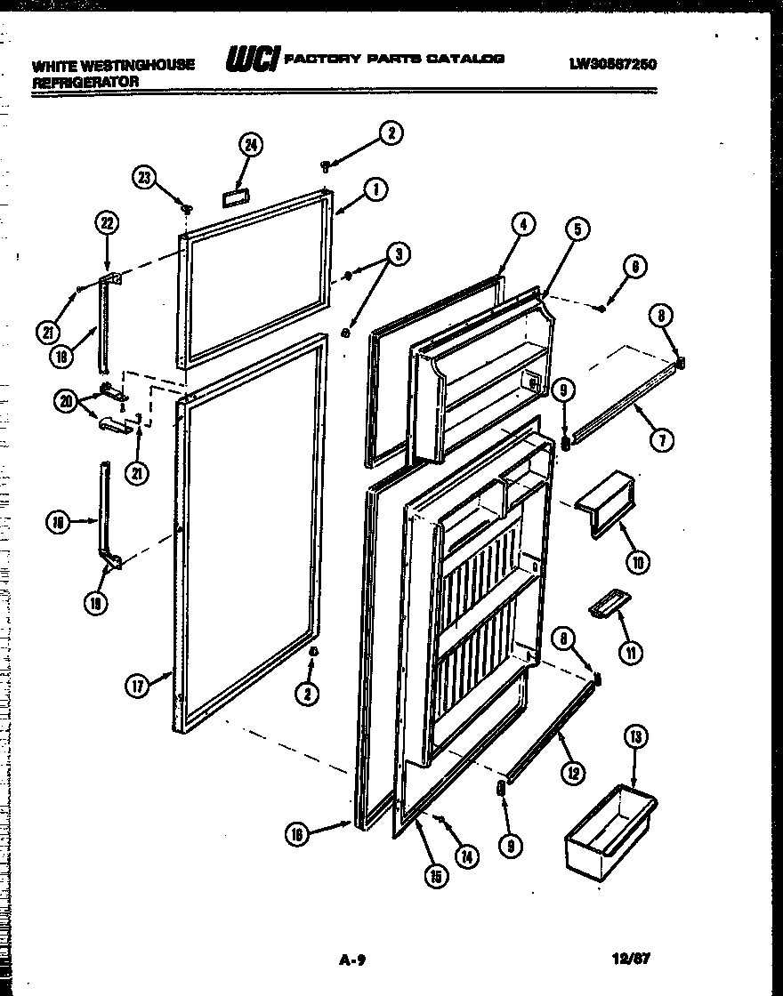 White-Westinghouse RT174GLDA door parts diagram