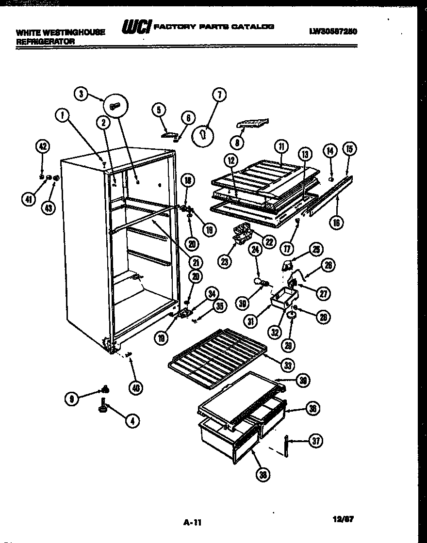White-Westinghouse RT174GLDA cabinet parts diagram