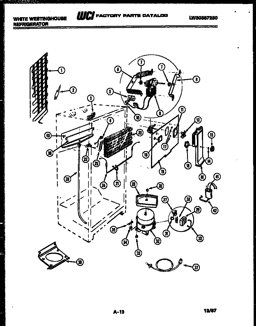 White-Westinghouse RT174GLDA system and automatic defrost parts diagram
