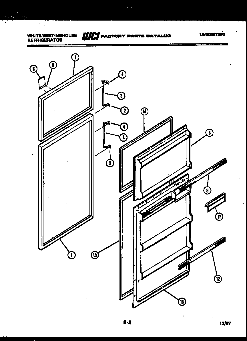 White-Westinghouse RT143GLFA door parts diagram