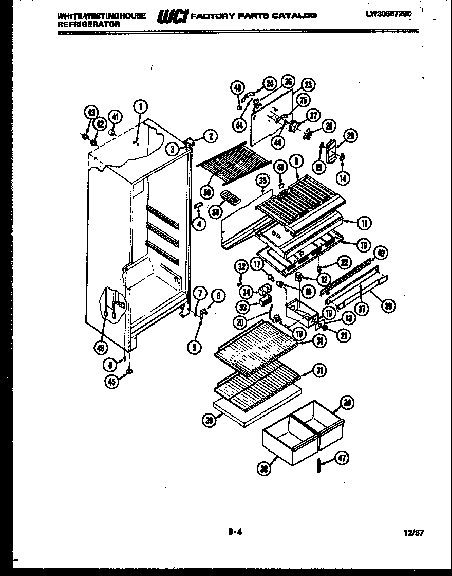 White-Westinghouse RT143GLFA cabinet parts diagram
