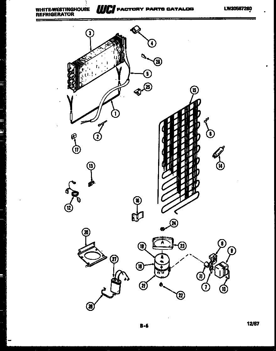 White-Westinghouse RT143GLFA system and automatic defrost parts diagram