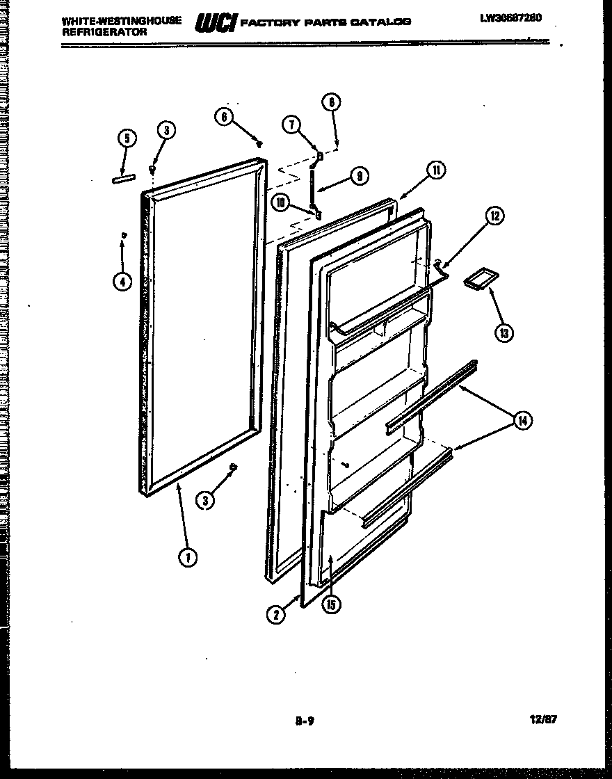 White-Westinghouse RC131GCH9 door parts diagram