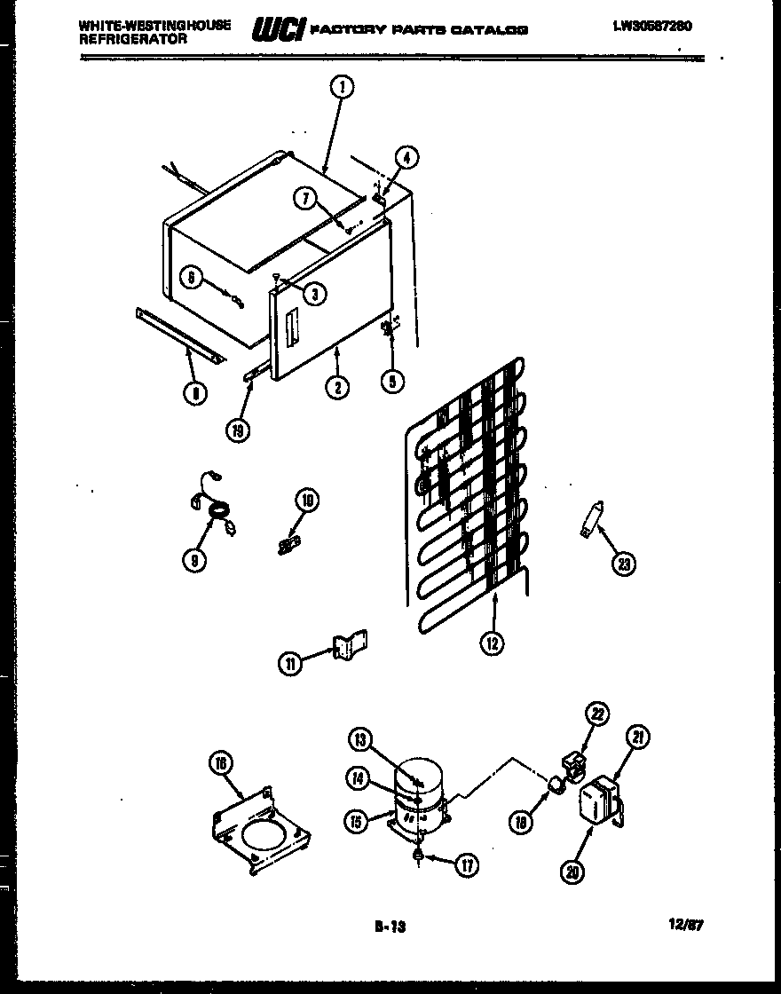 White-Westinghouse RC131GCH9 system and automatic defrost parts diagram