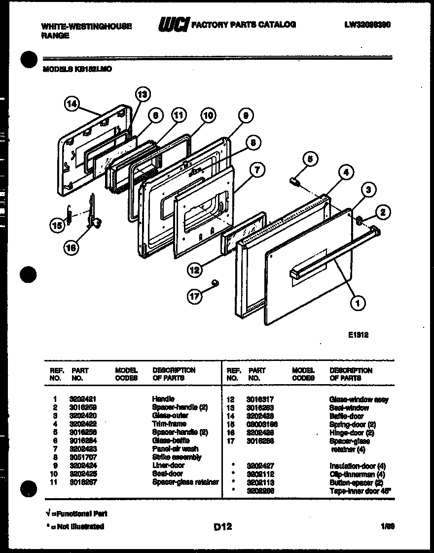 White-Westinghouse KB152LM0 door parts diagram