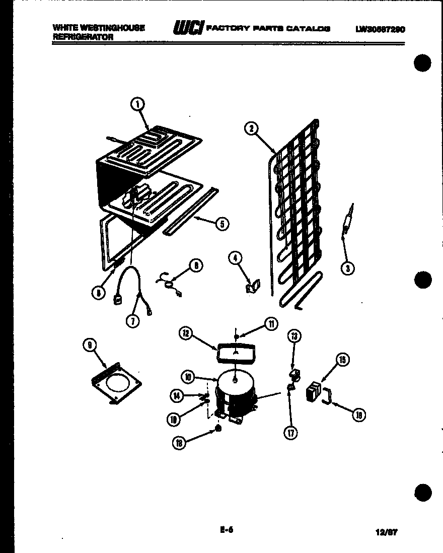 White-Westinghouse RT120GLH4 system and automatic defrost parts diagram