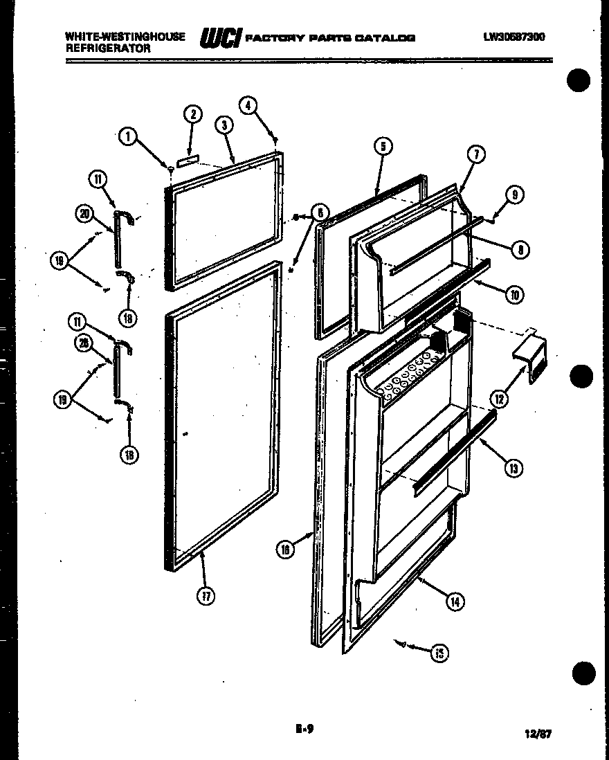 White-Westinghouse RT123GLVA door parts diagram