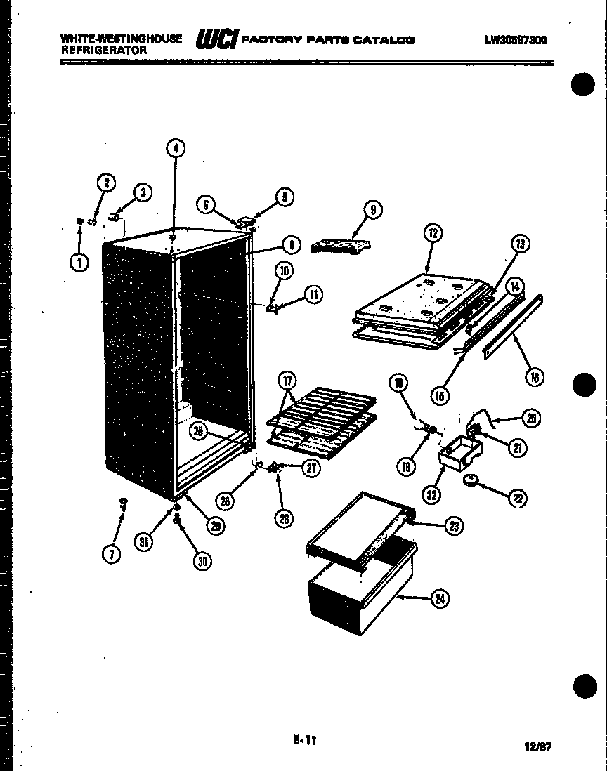 White-Westinghouse RT123GLVA cabinet parts diagram