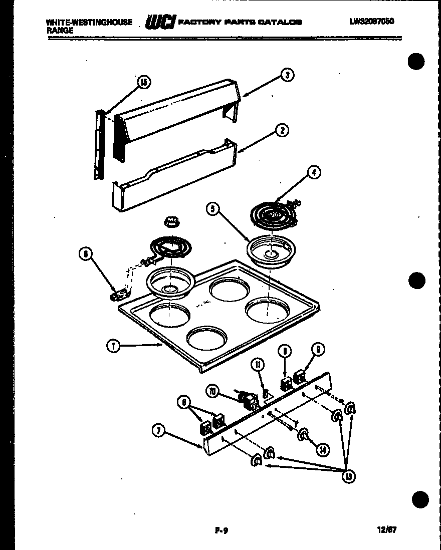 White-Westinghouse KF201HDW2 cooktop parts diagram