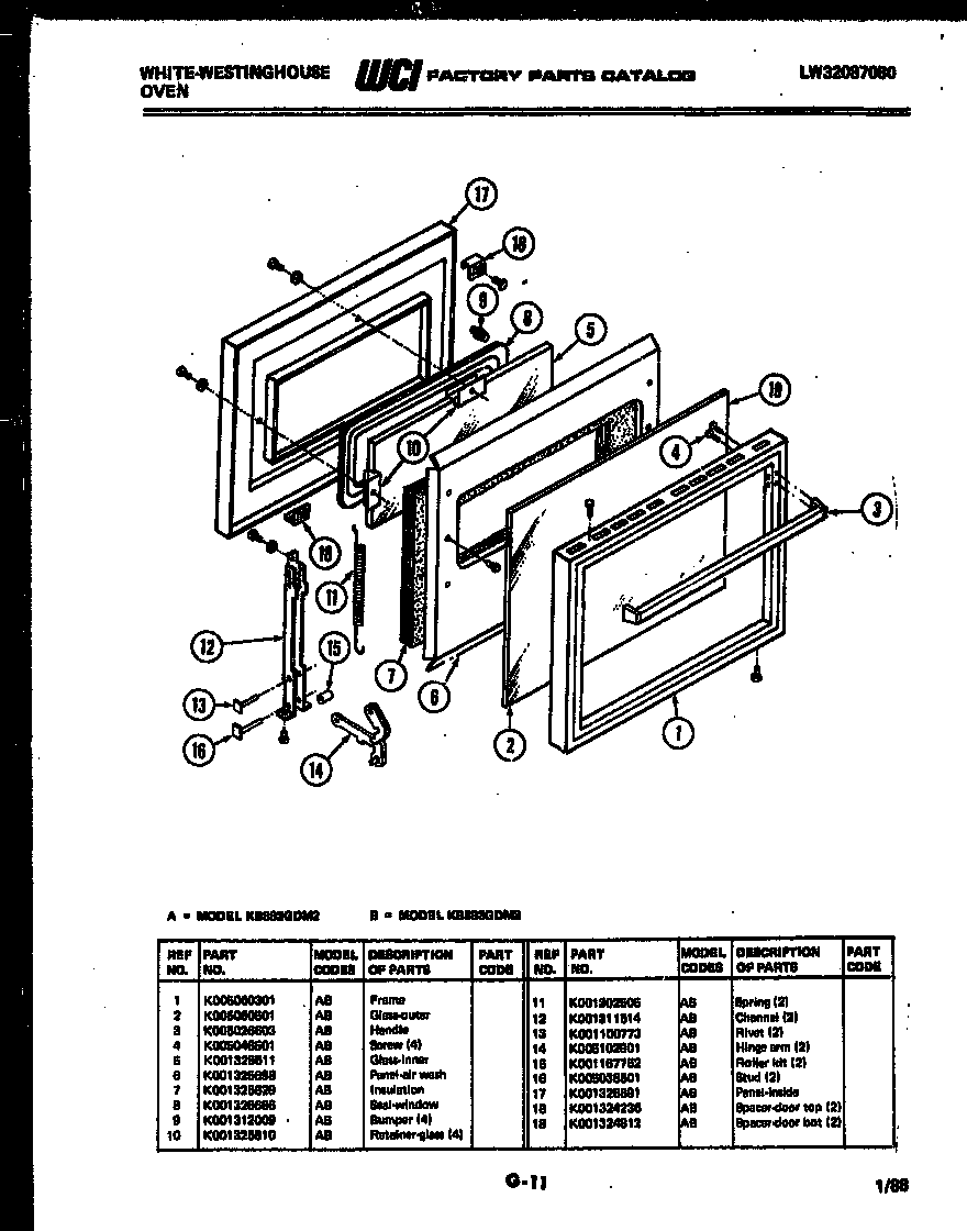 White-Westinghouse KB883GDM3 door parts diagram