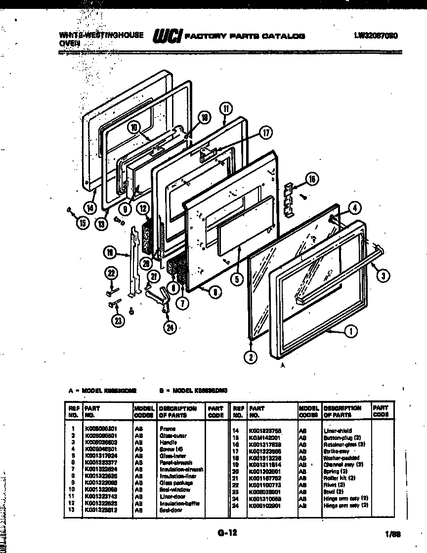 White-Westinghouse KB883GDM3 door parts diagram