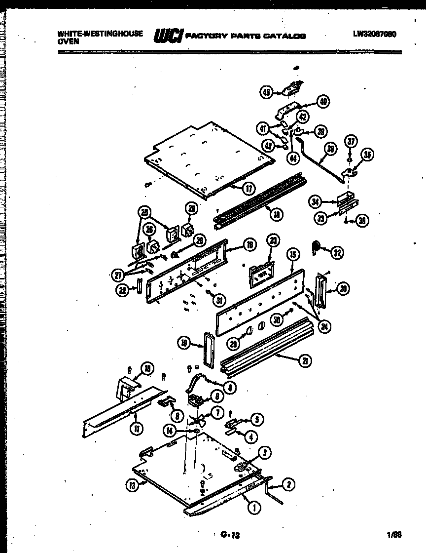 White-Westinghouse KB883GDM3 console and control parts diagram