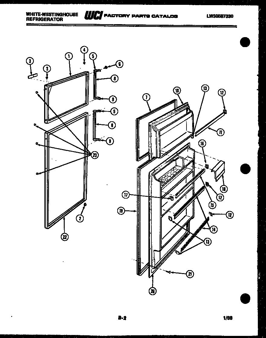 White-Westinghouse RT163GLFA door parts diagram