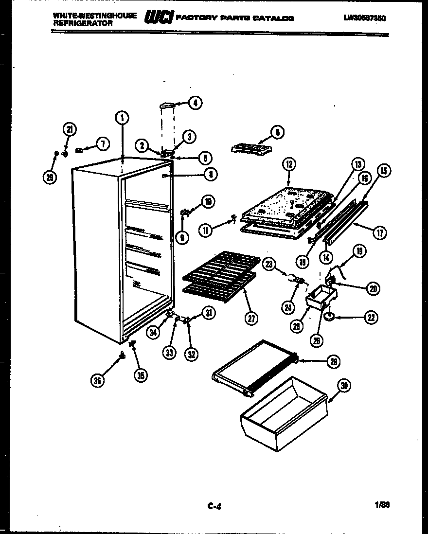 White-Westinghouse RT140GLW5 cabinet parts diagram