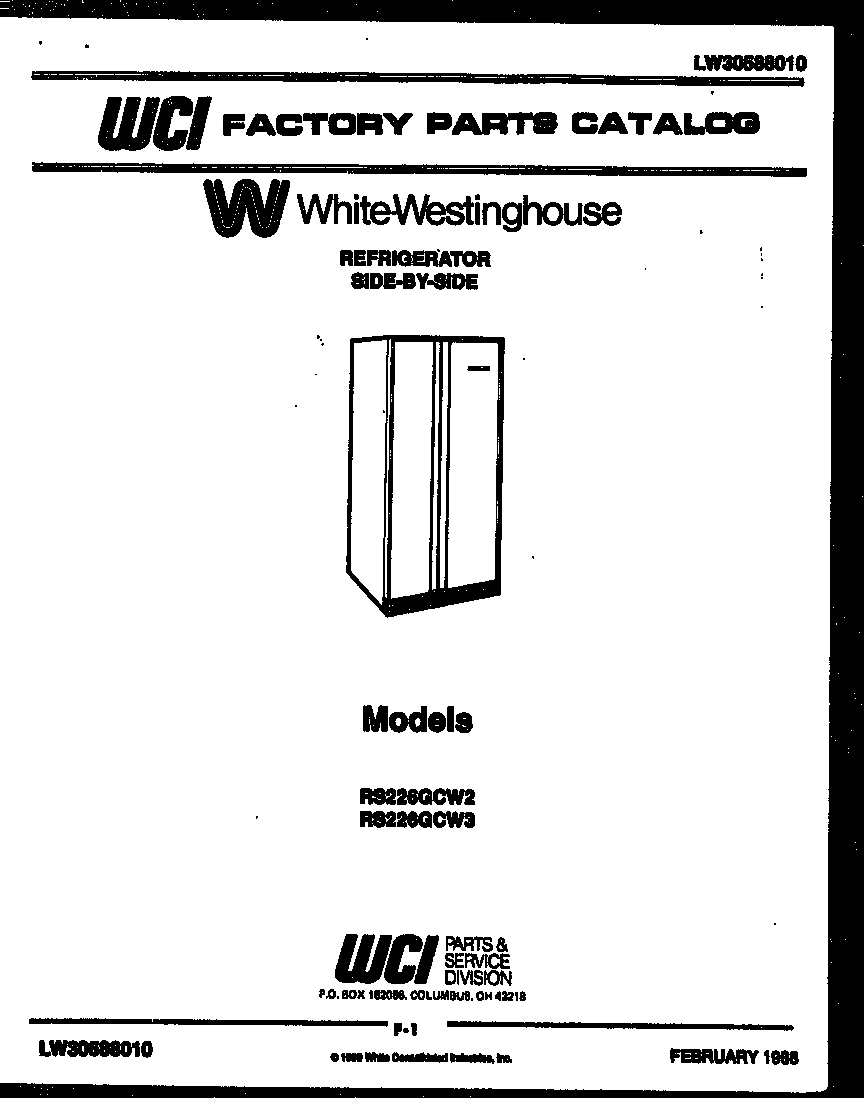 White-Westinghouse RS226GCW2 front cover diagram