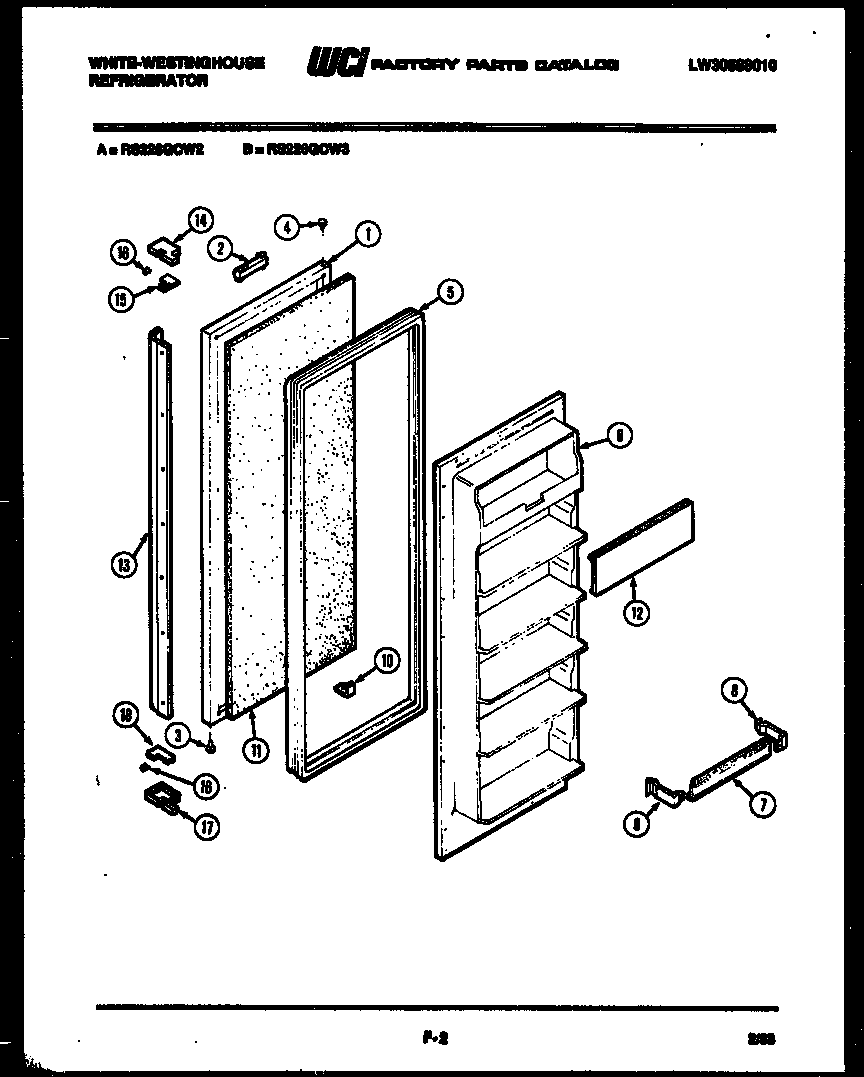 White-Westinghouse RS226GCW2 freezer door parts diagram