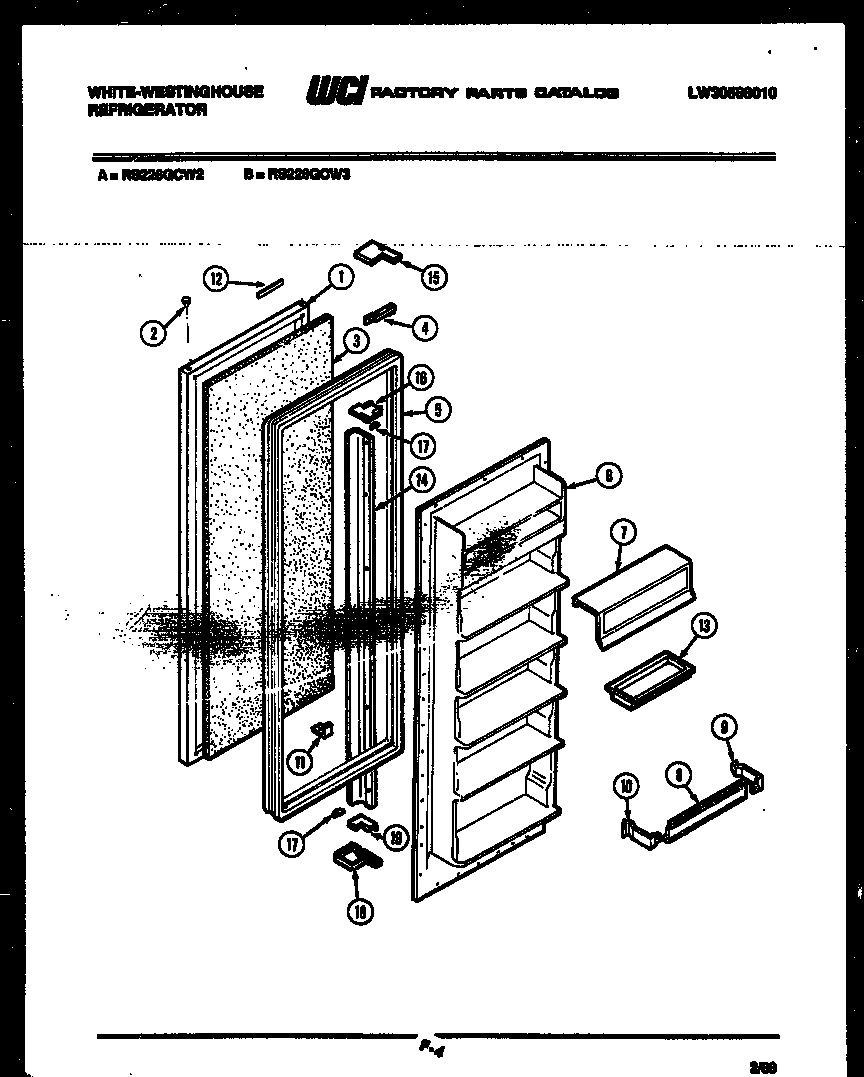 White-Westinghouse RS226GCW2 refrigerator door parts diagram