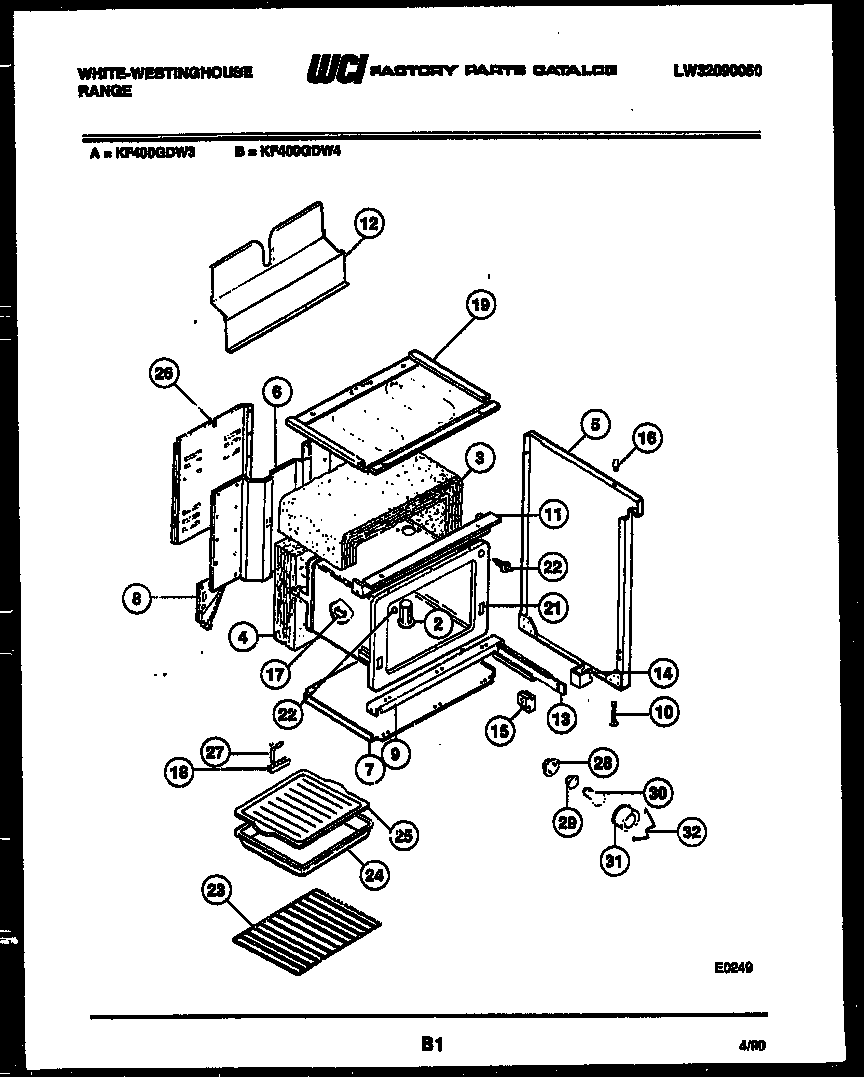 White-Westinghouse KF400GDF3 body parts diagram