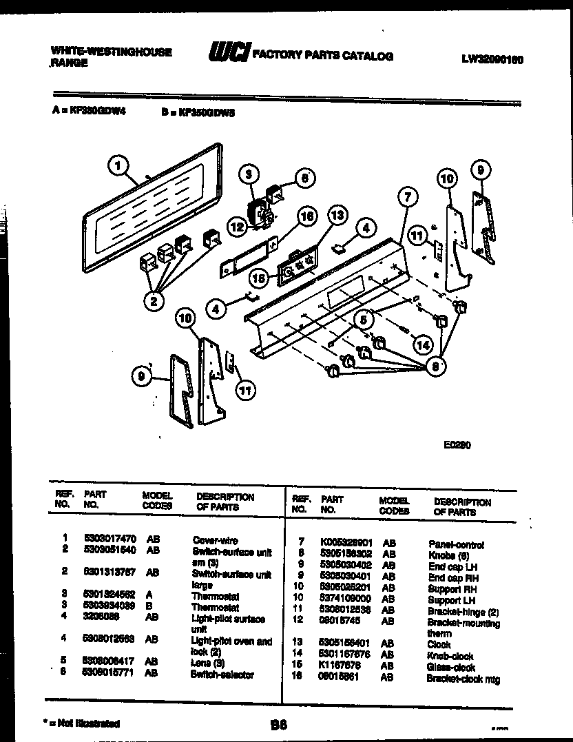 White-Westinghouse KF350GDH5 control panel diagram