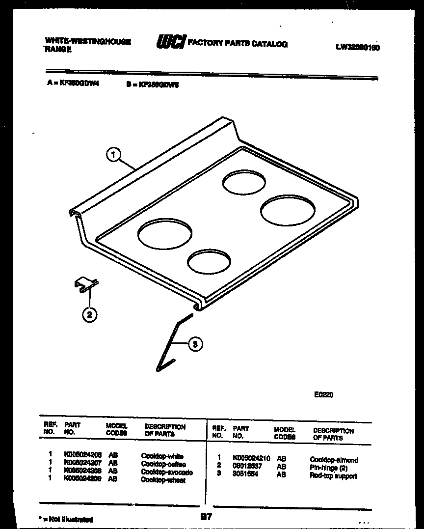 White-Westinghouse KF350GDH5 cooktop parts diagram
