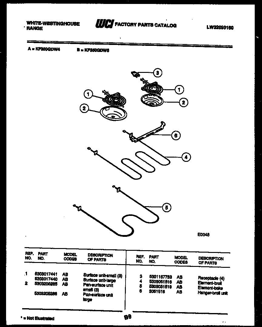 White-Westinghouse KF350GDH5 broiler parts diagram