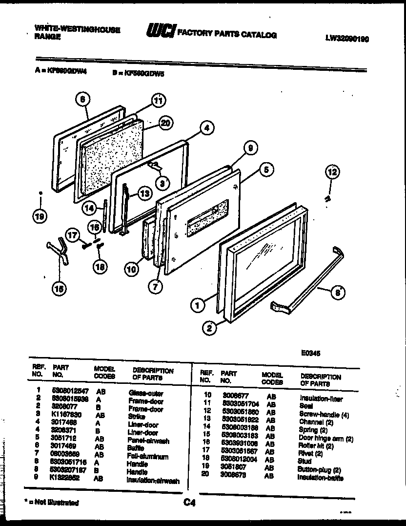 White-Westinghouse KF560GDW4 door parts diagram