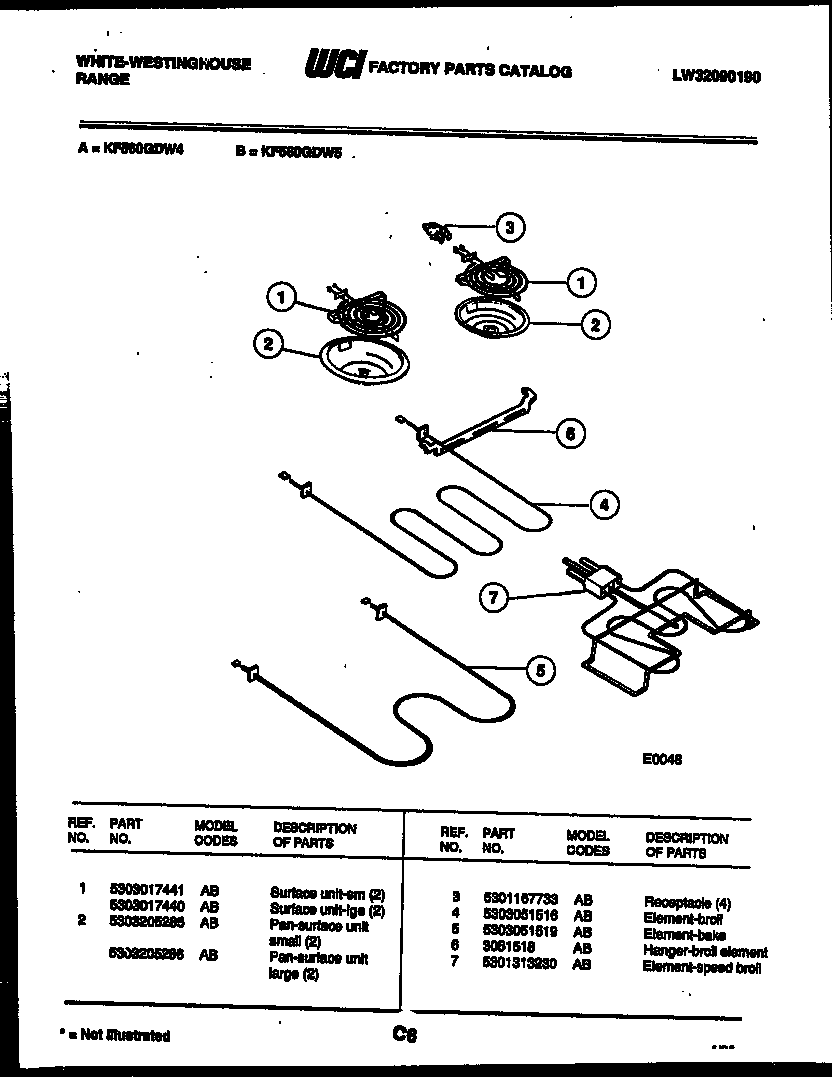 White-Westinghouse KF560GDW4 broiler parts diagram