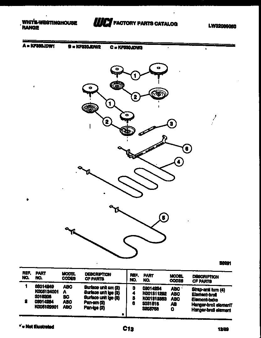 White-Westinghouse KF330JDD2 broiler parts diagram