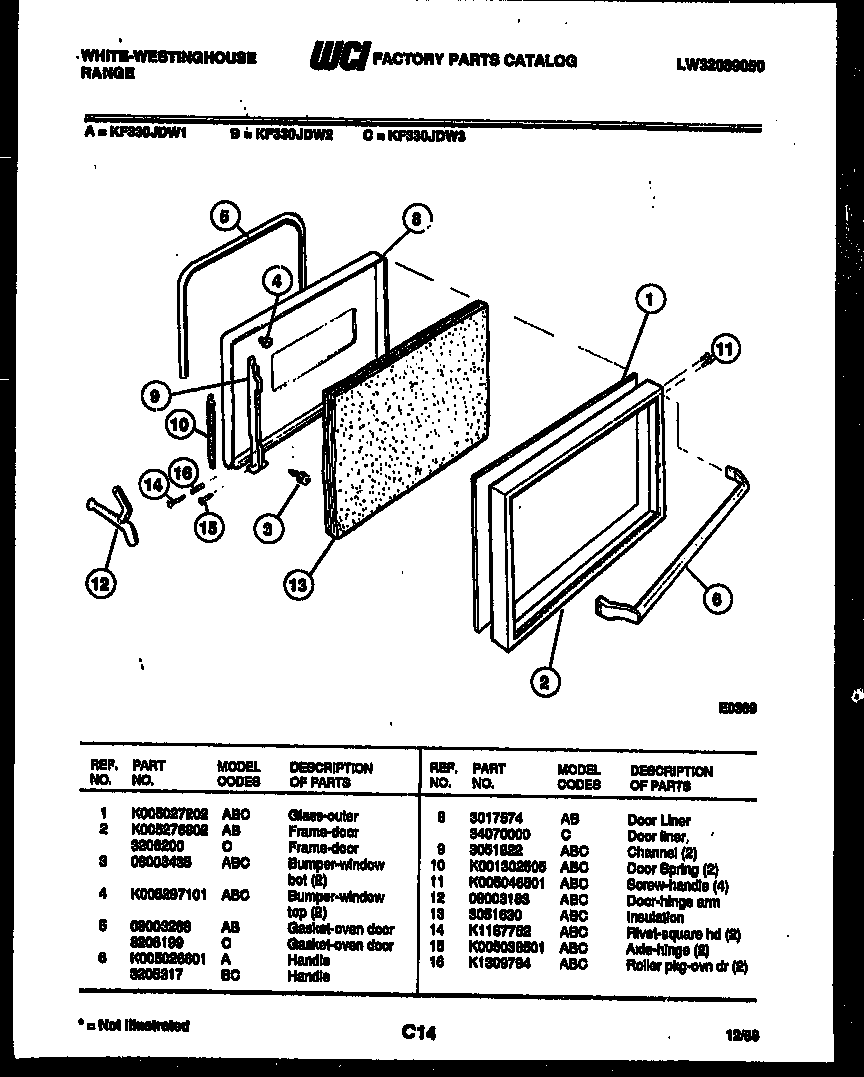 White-Westinghouse KF330JDD2 door parts diagram