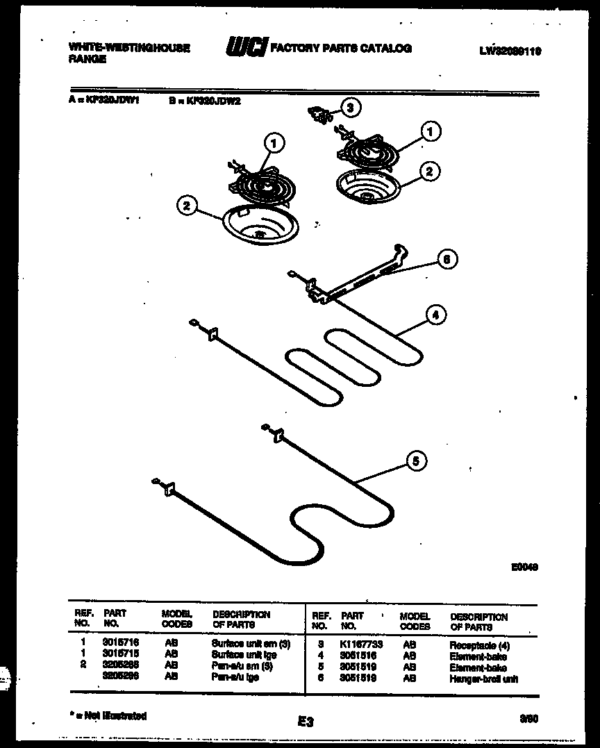 White-Westinghouse KF320JDD2 broiler parts diagram