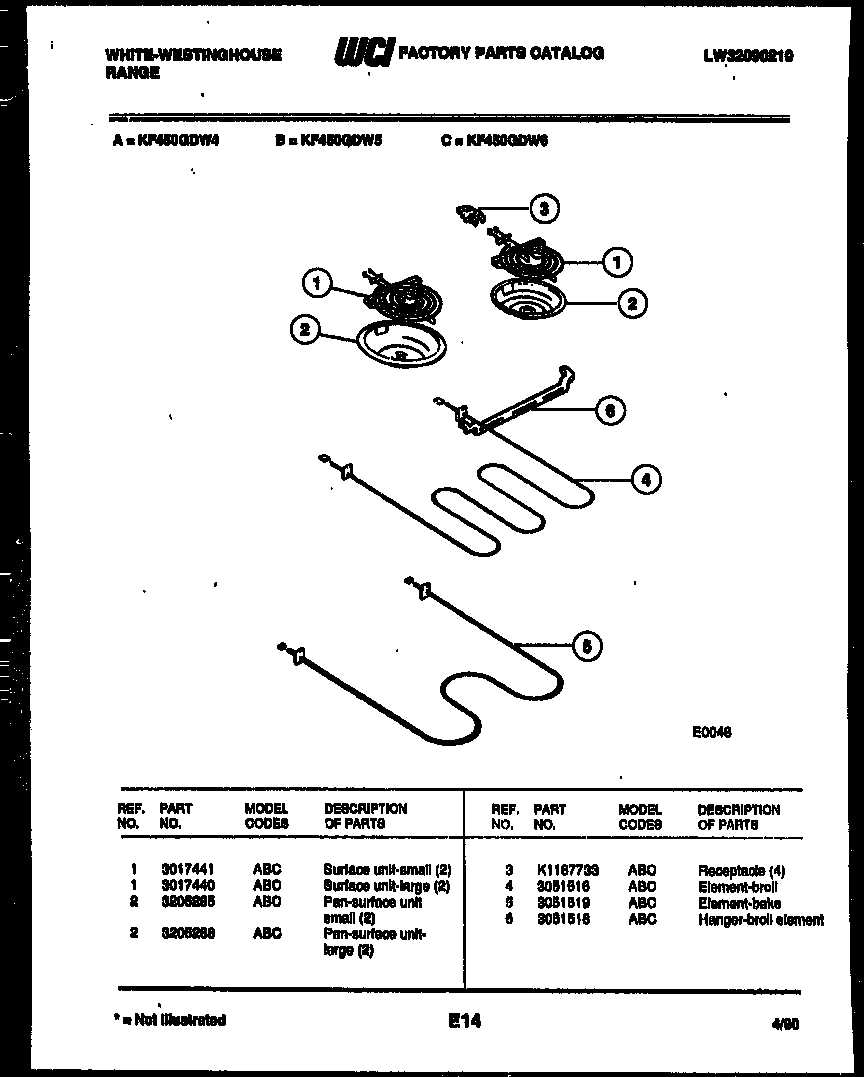 White-Westinghouse KF450GDF4 broiler parts diagram