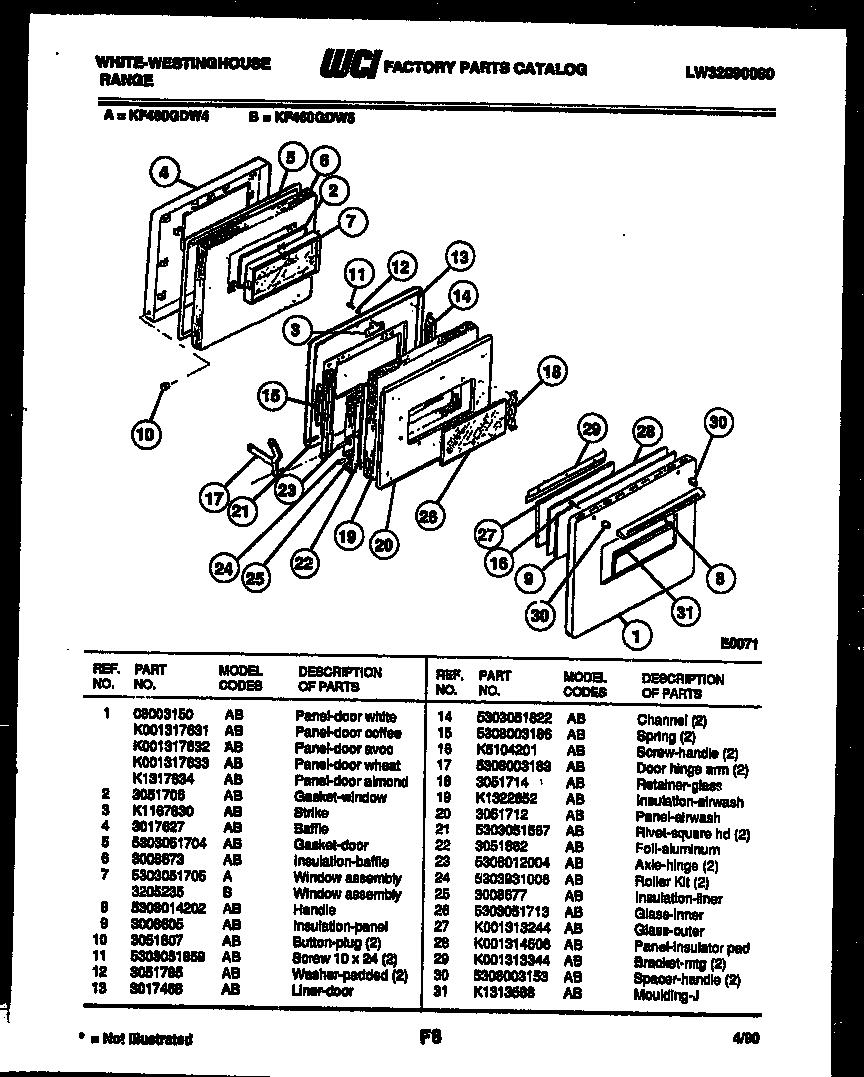 White-Westinghouse KF460GDF5 door parts diagram