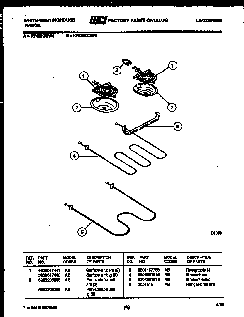 White-Westinghouse KF460GDF5 broiler parts diagram