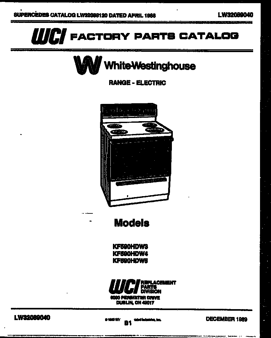 White-Westinghouse KF590HDW3 cover diagram