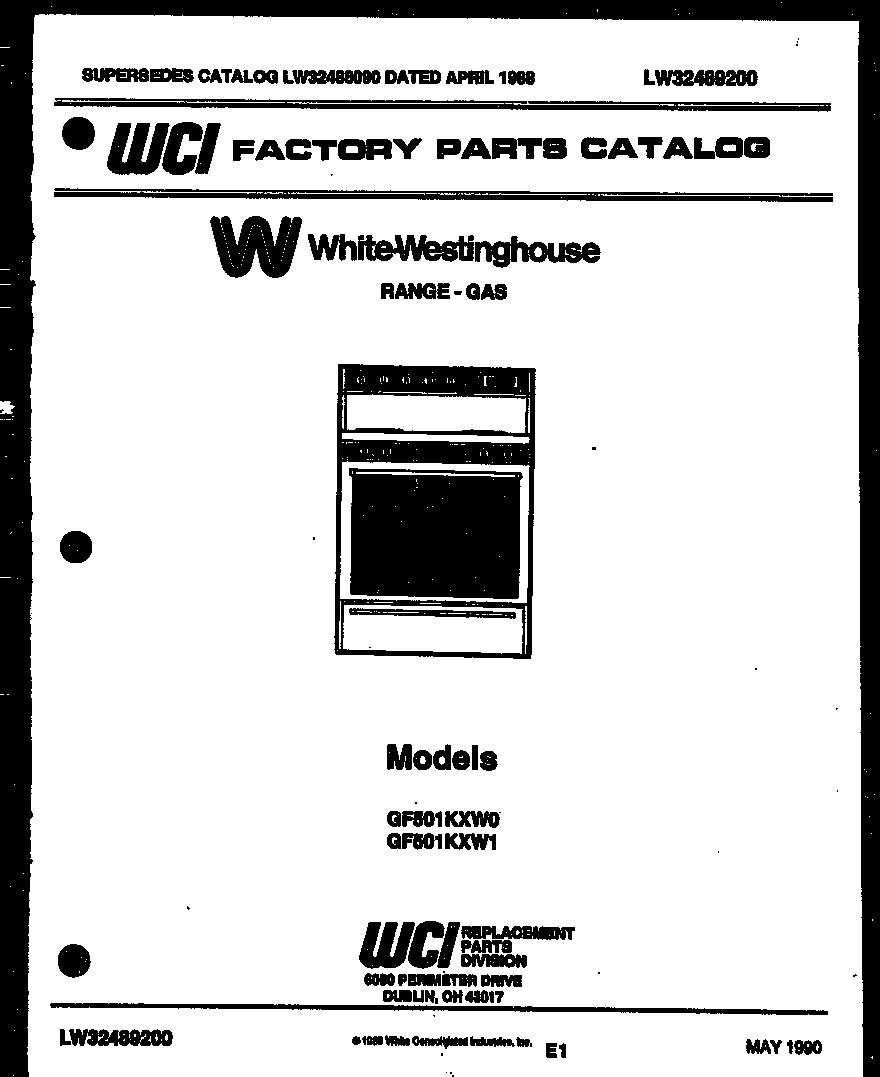 White-Westinghouse GF501KXW0 cover page diagram