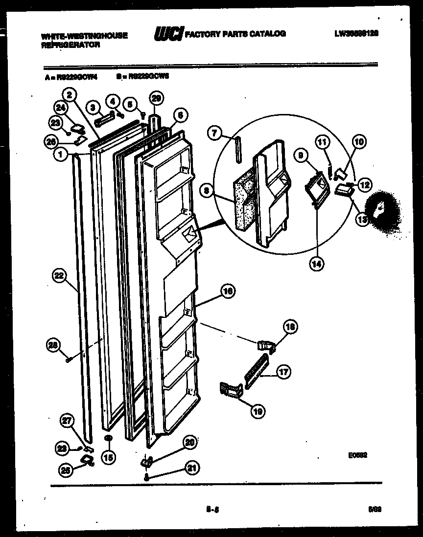 White-Westinghouse RS229GCF4 freezer door parts diagram