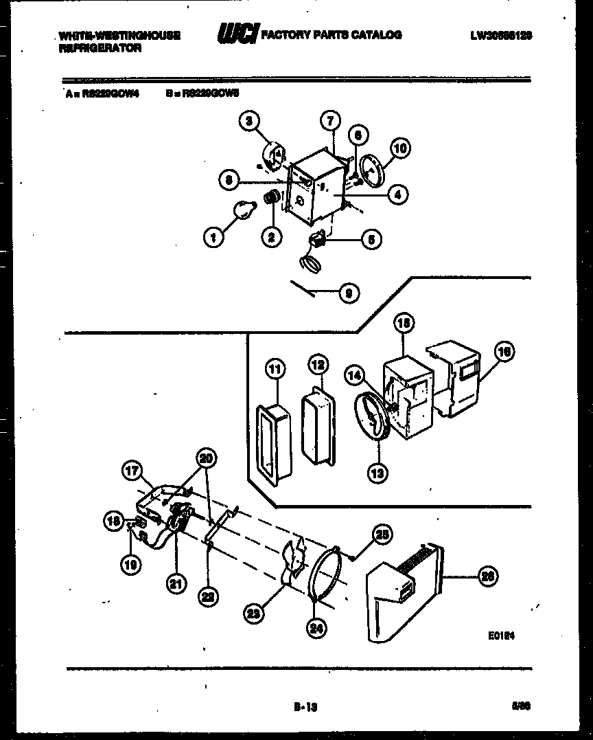 White-Westinghouse RS229GCF4 refrigerator control assembly, damper control assembly and f diagram