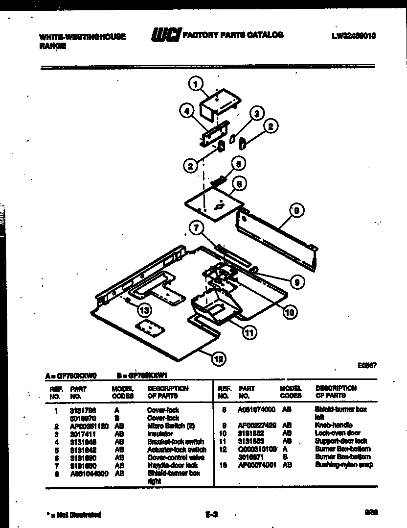 White-Westinghouse GF780KXW0 burner box parts diagram