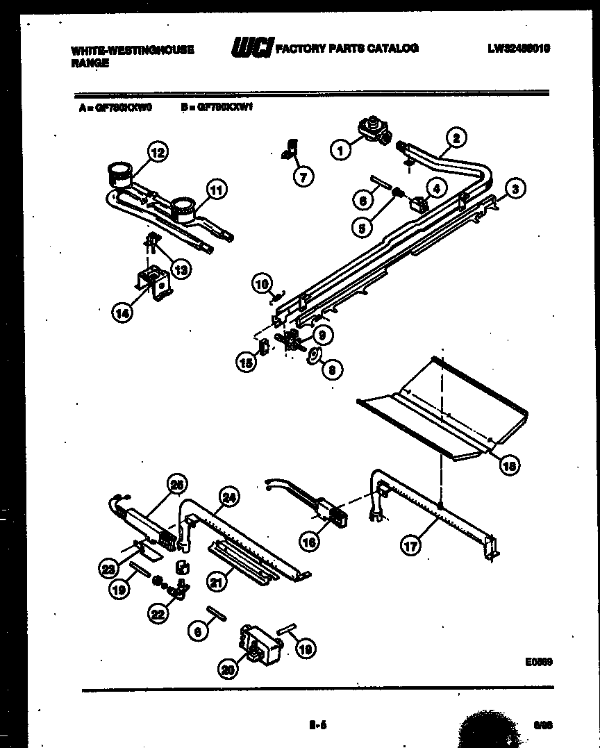 White-Westinghouse GF780KXW0 burner, manifold and gas control diagram